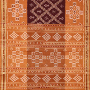Maroon Handloom Orissa Cotton Saree With Beige Border