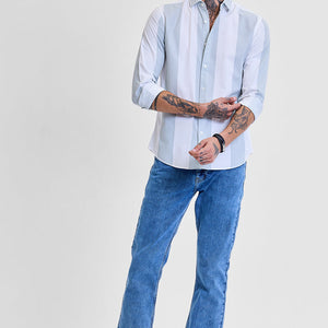 Light Green Stripes Slim Fit Shirt