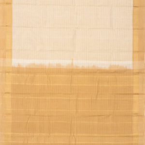 Cream Handloom Village Cotton Saree With Stripes
