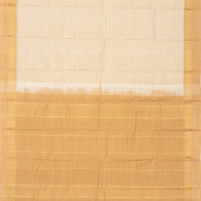 Cream Handloom Village Cotton Saree With Stripes