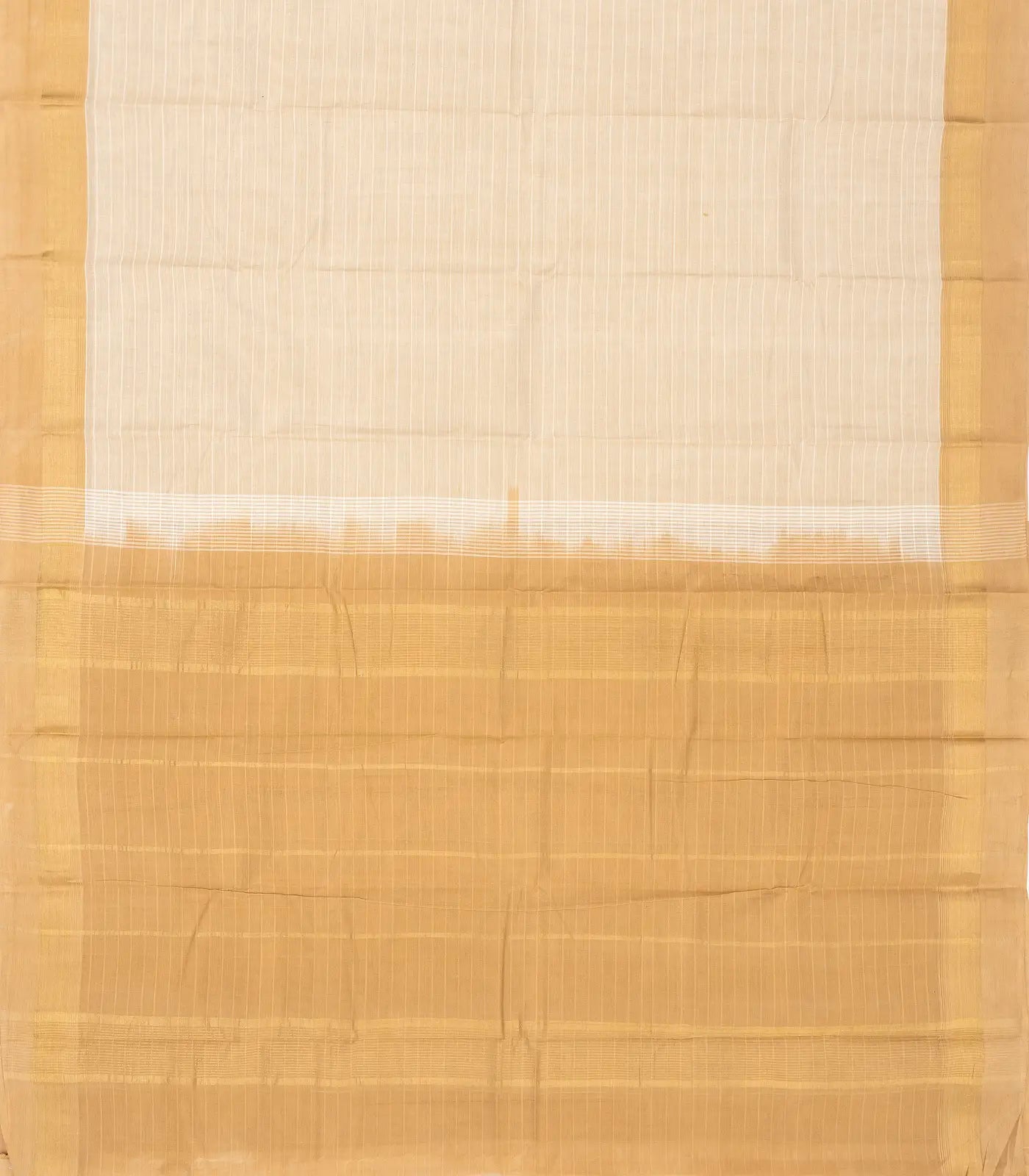 Cream Handloom Village Cotton Saree With Stripes