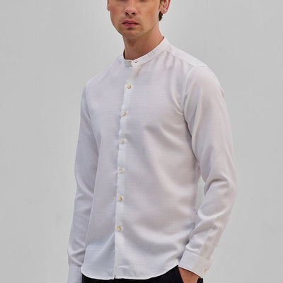 White Mandarin Slim Fit Shirt