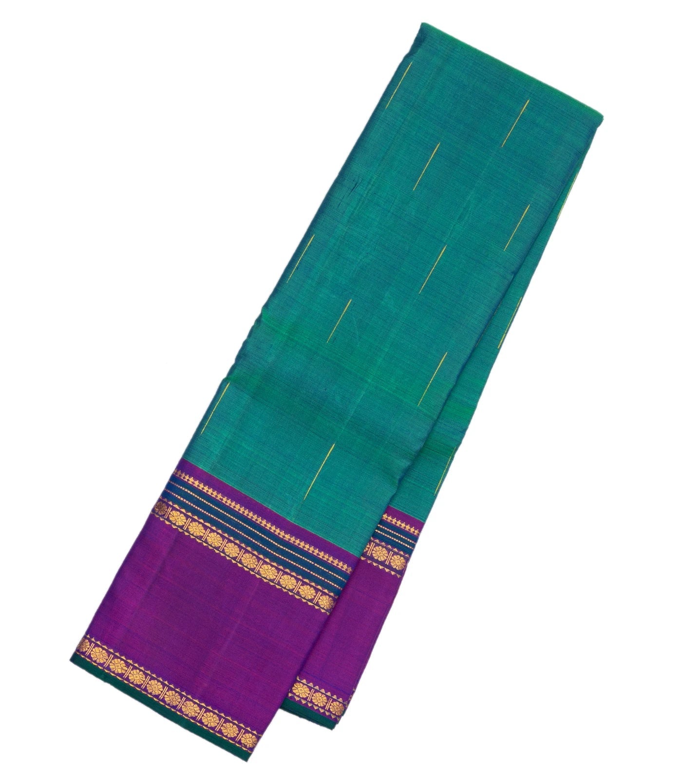Sea Green Handloom Kanchipuram Silk Saree With Rain Drop Buttas