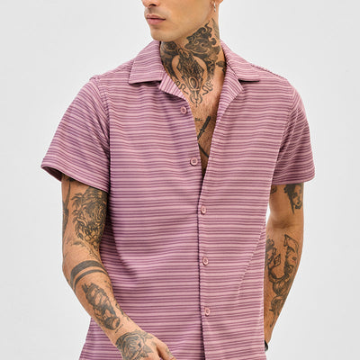 Pink Box Fit Stripes Shirt