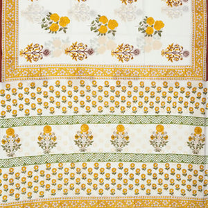 White Woven Jaipur Cotton Saree Printed With Flower Motifs