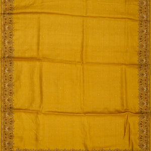 Mustard Handloom Tussar Silk Saree With Embroidered Motifs
