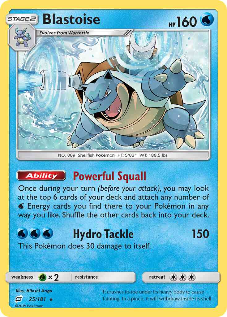 Blastoise - 25/181 - Rare [sm9-25] [Non-Holo]