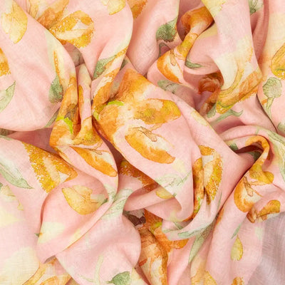 Bubblegum Pink Handloom Linen Saree With Printed Motifs