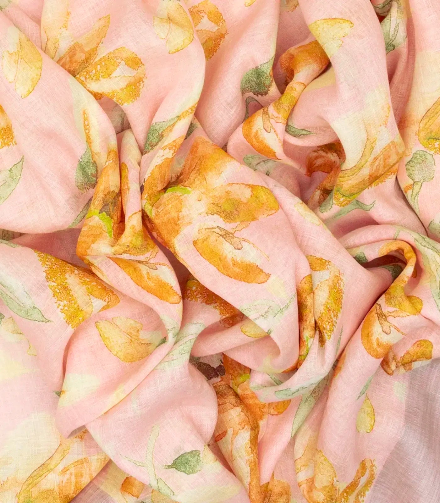 Bubblegum Pink Handloom Linen Saree With Printed Motifs