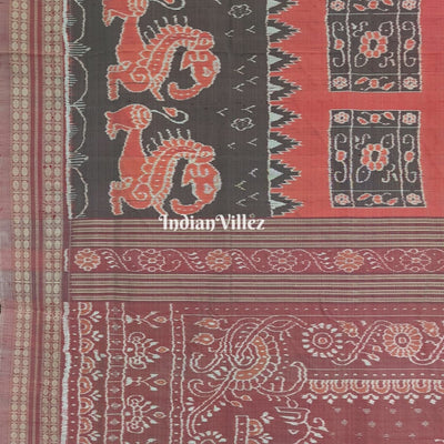 Peach Multicoloured Sambalpuri Ikat Silk Pastel Saree