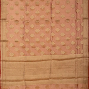 Peach Woven Tissue Saree With Floral Motifs