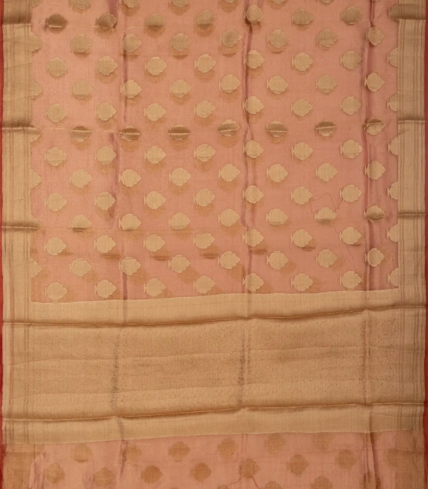Peach Woven Tissue Saree With Floral Motifs