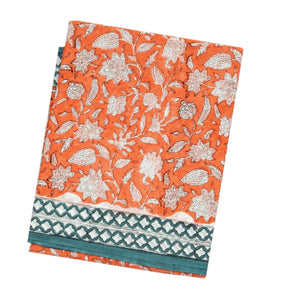Peach Woven Jaipur Cotton Saree With White Printed Floral Motifs