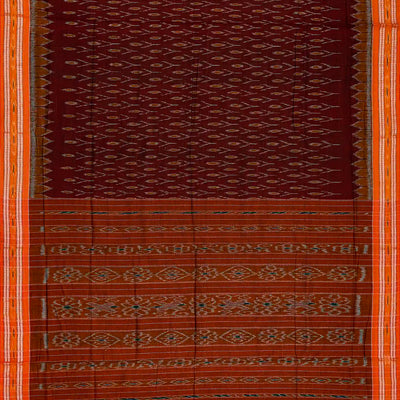 Maroon Orissa Cotton Saree With Tie & Dye Floral Motifs