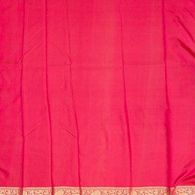Hot Pink Handloom Banarasi Silk Saree With Gold & Silver Zari Motifs