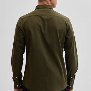 Olive Solid Twill Shirt