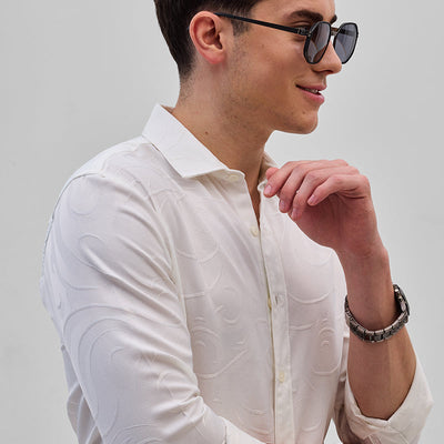 White Self-Design Shirt