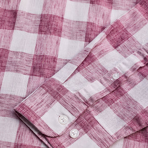 Red Checks Linen Blend Shirt