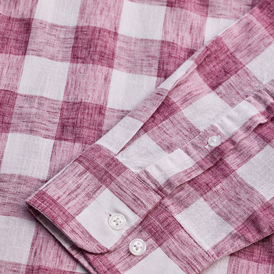Red Checks Linen Blend Shirt