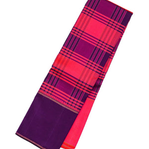 Hot Pink Handloom Kanchipuram Silk Saree With Checks