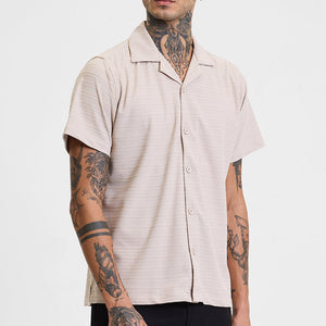 Beige Stripes Box Fit Shirt