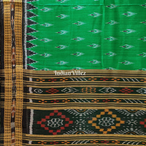 Green Black Mayur Chandrika Khandua Silk Saree