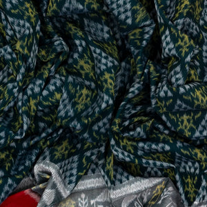 Sea Green Handwoven Orissa Cotton Saree With Tie & Dye Triangle Motifs