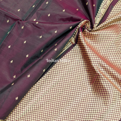 Black Grape & Maroon Dual Tone Katan Silk Banarasi Saree