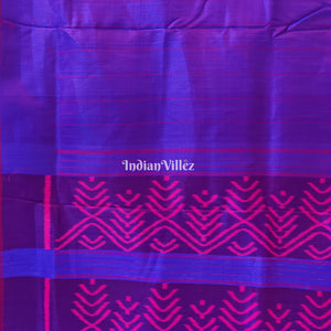 Blue & Wine Dual Tone Odisha Ikat Contemporary Silk Saree