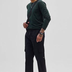 Black Relaxed Fit Parachute Pants