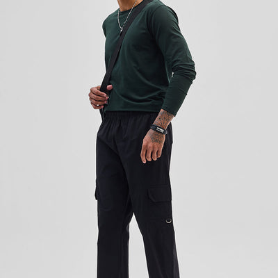 Black Relaxed Fit Parachute Pants