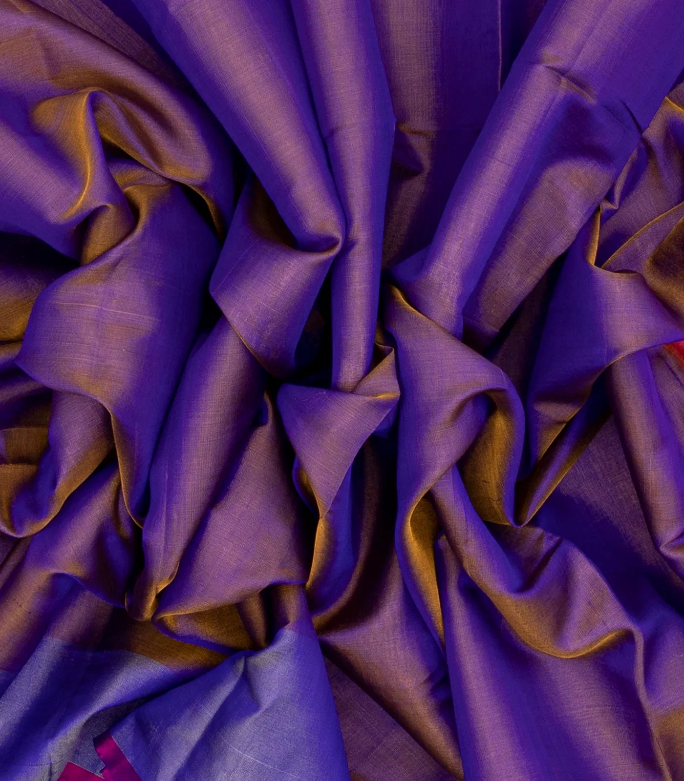 Purple Handloom Uppada Plain Silk Saree With Red Border