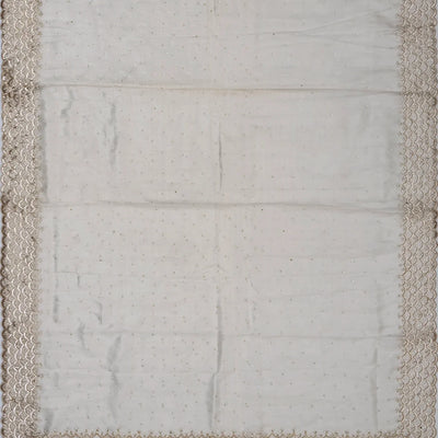 Taupe Woven Supernet Saree With Embroidery