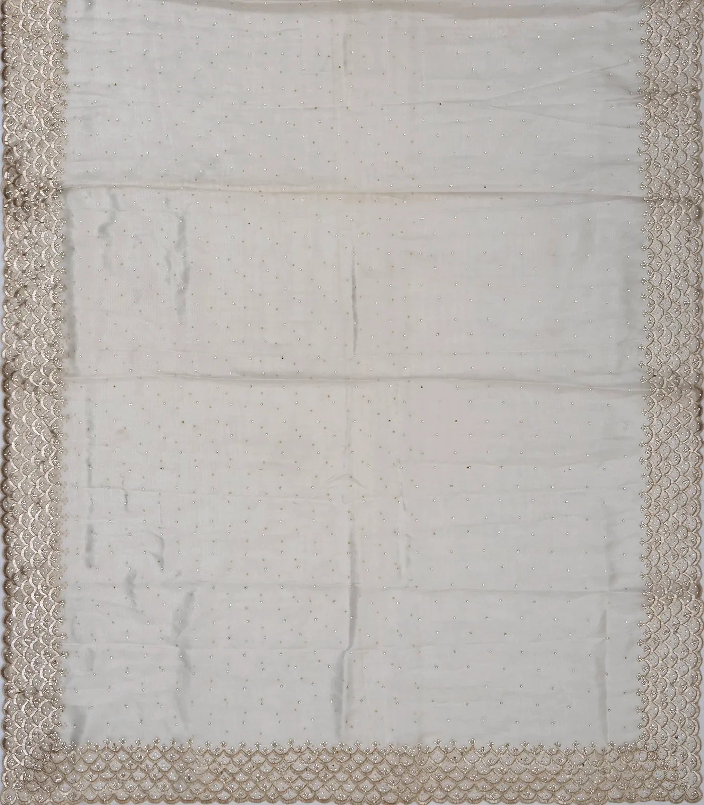 Taupe Woven Supernet Saree With Embroidery