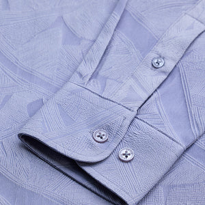 Light Blue Slim Fit Self-Design Shirt