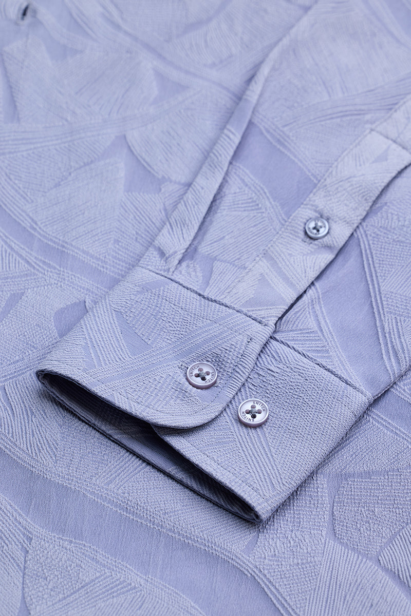 Light Blue Slim Fit Self-Design Shirt