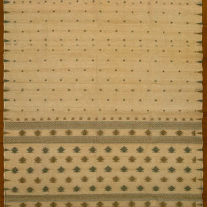 Beige Bengal Cotton Saree With Diamond Motifs