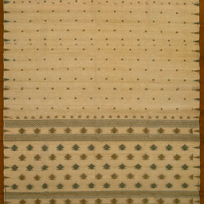 Beige Bengal Cotton Saree With Diamond Motifs