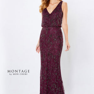 Montage 221966 Long Beaded Blouson Formal Dress