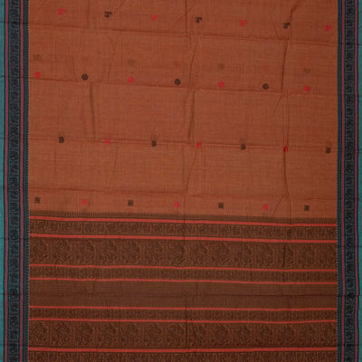 Brown Handloom Kanchi Cotton Saree With Annam & Diamond Buttas