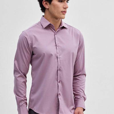 Lilac Slim Fit Stretch Shirt