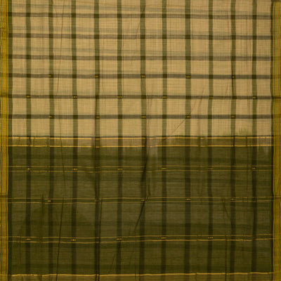 Shadow Green Handloom Kadapa Cotton Saree With Checks