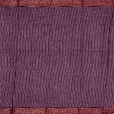 Burgundy Woven Chanderi Cotton Saree With Printed Small Motifs