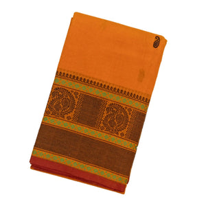 Mango Yellow Handloom Kanchi Cotton Saree With Mango Buttas