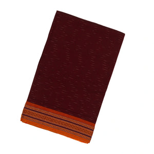 Maroon Handloom Orissa Cotton Saree With Orange Border