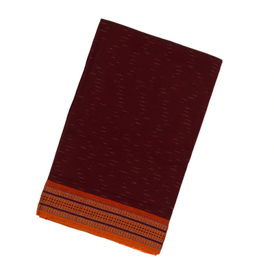 Maroon Handloom Orissa Cotton Saree With Orange Border