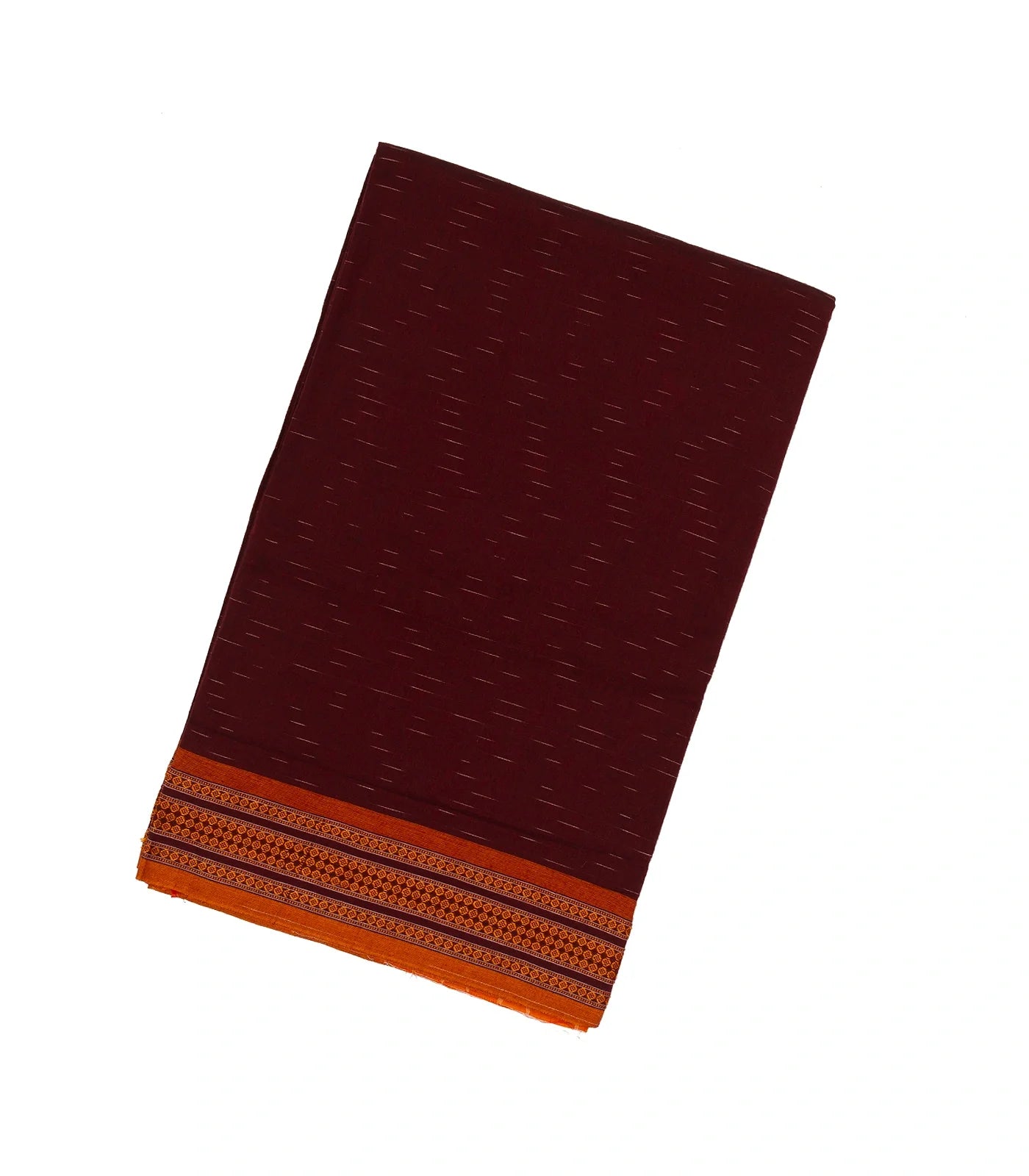 Maroon Handloom Orissa Cotton Saree With Orange Border
