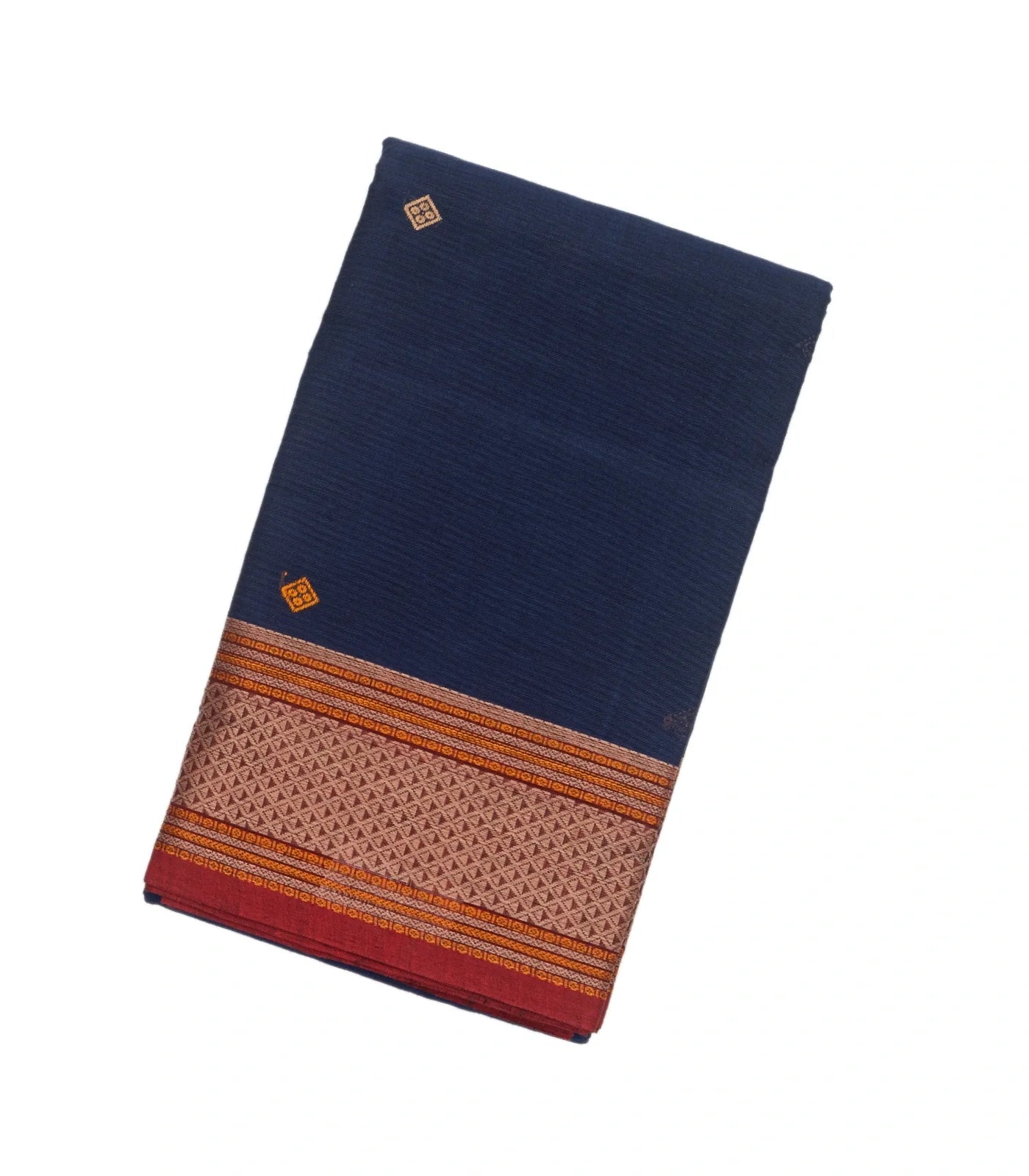 Dark Blue Handloom Kanchi Cotton Saree With Diamond Motifs