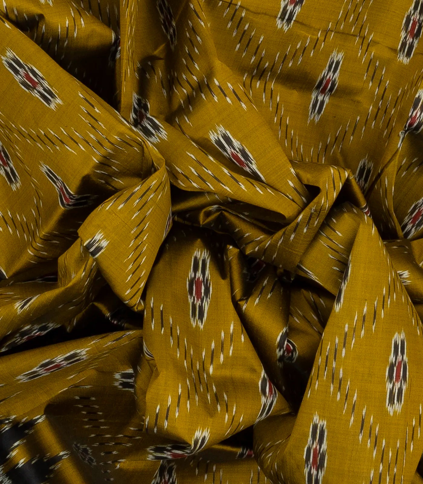 Olive Green Handloom Orissa Silk Saree With Tie & Dye Floral Motifs