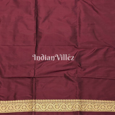 Wine Floral Motif Designer Banarasi Silk Saree